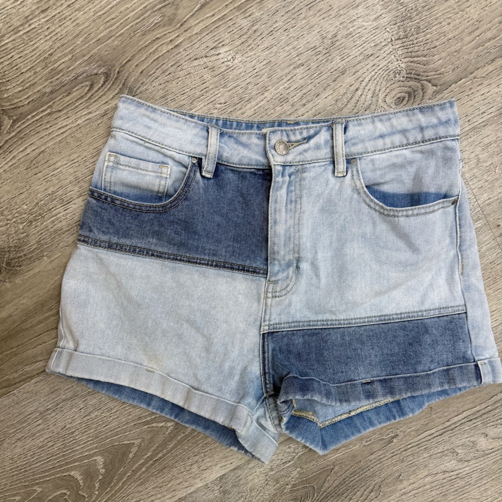 PacSun Two-Tone Light & Medium Blue Denim Shorts